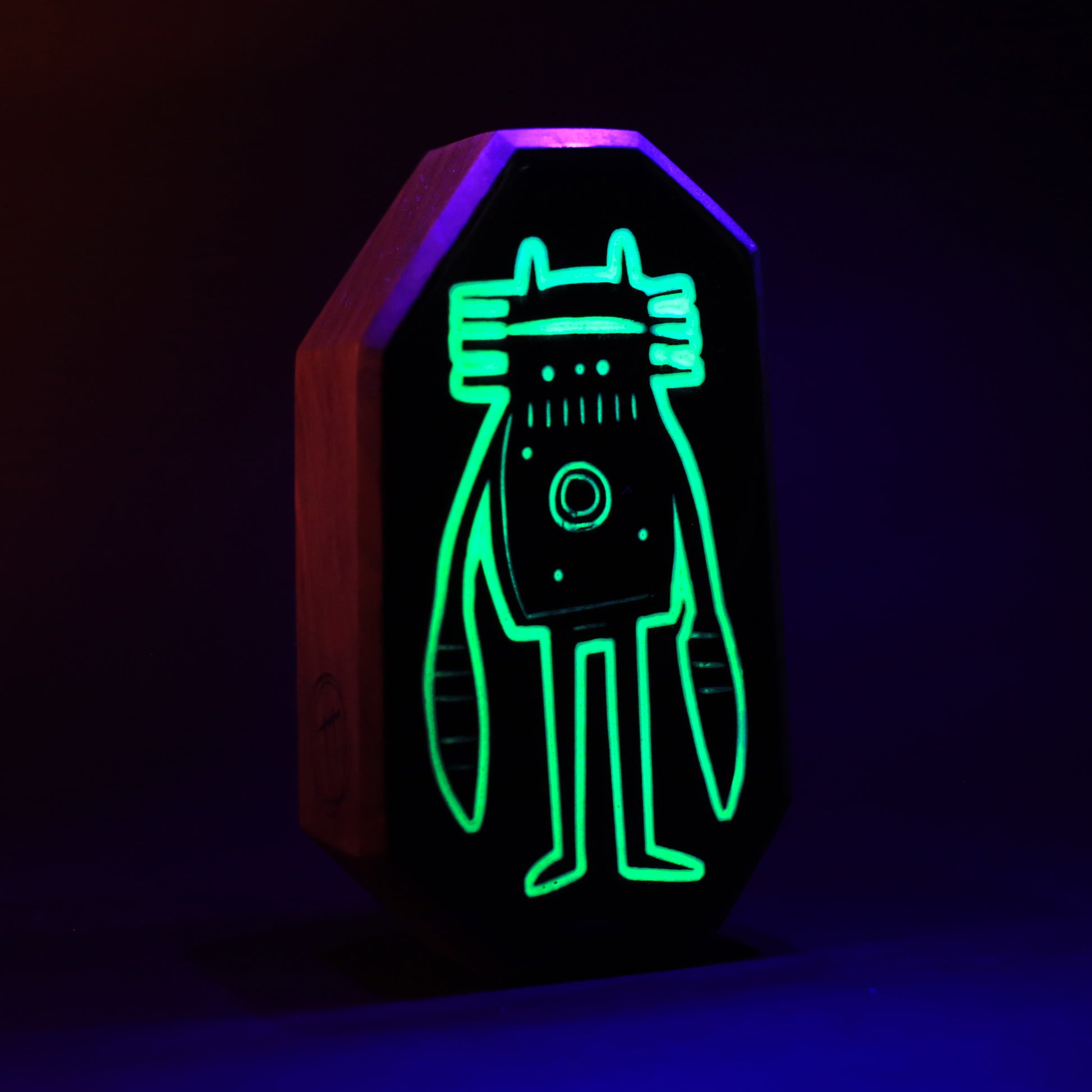 Blizznek robot talisman glowing softly in the dark for nighttime comfort
