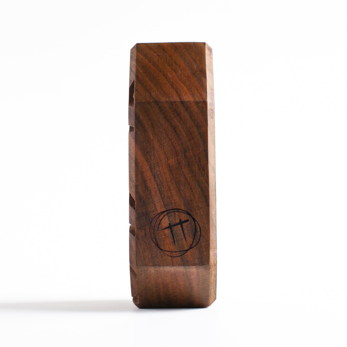 Handmade wooden robot guardian talisman designed to ease bedtime fears