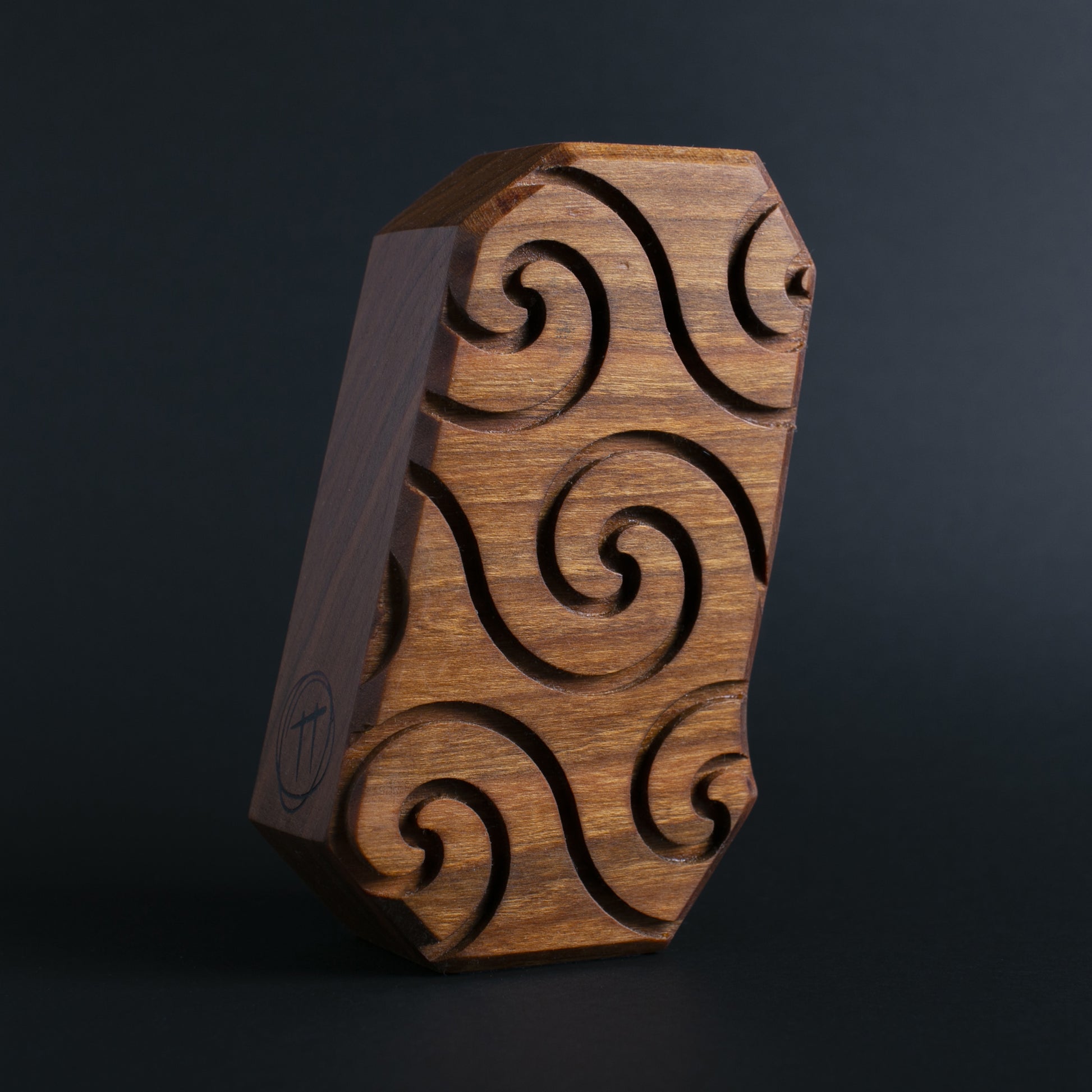 Glow-in-the-dark wooden talisman featuring Glimbop and Quazglitz the bedtime guardians