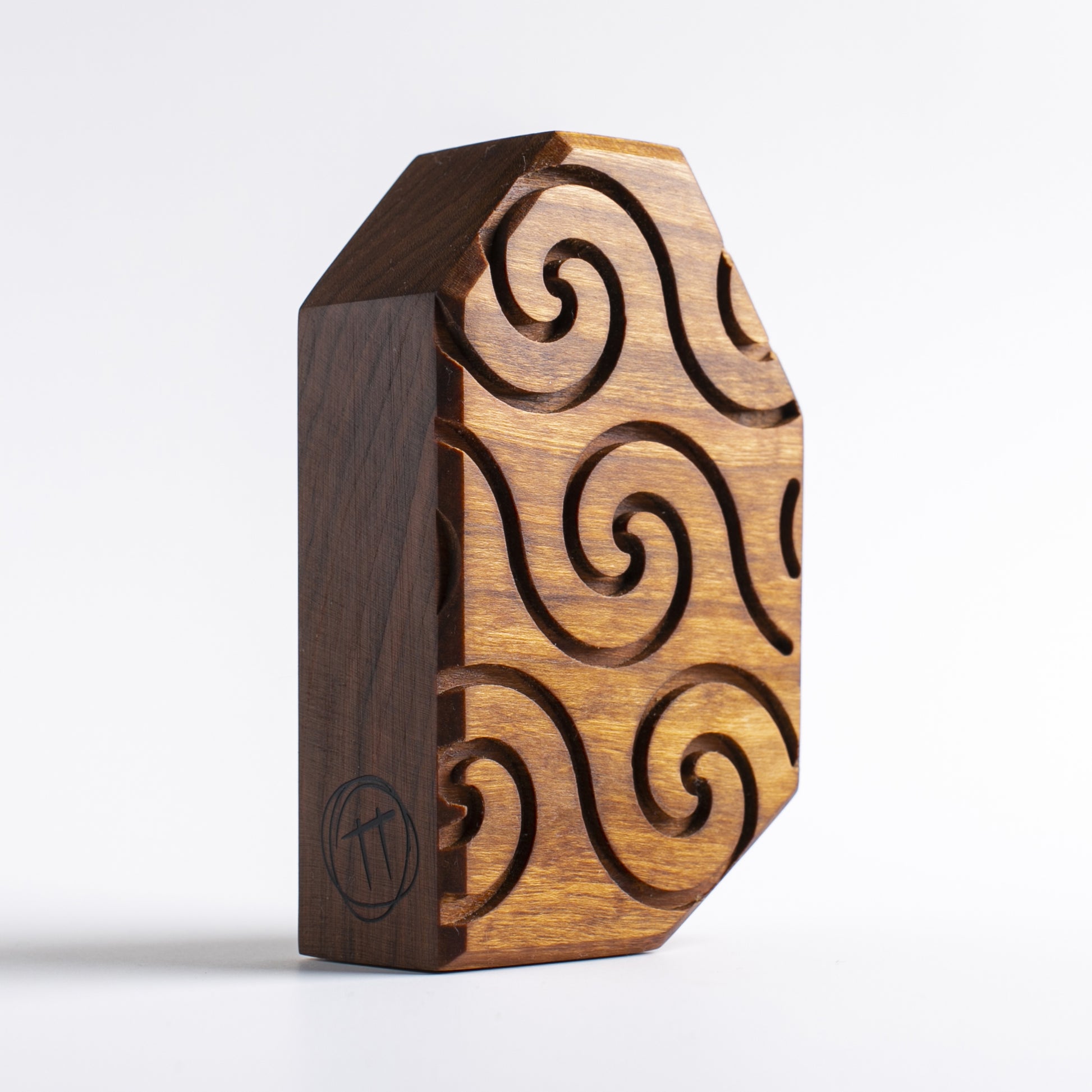 Handmade wooden talisman of Glimborg offering protection during peaceful sleep