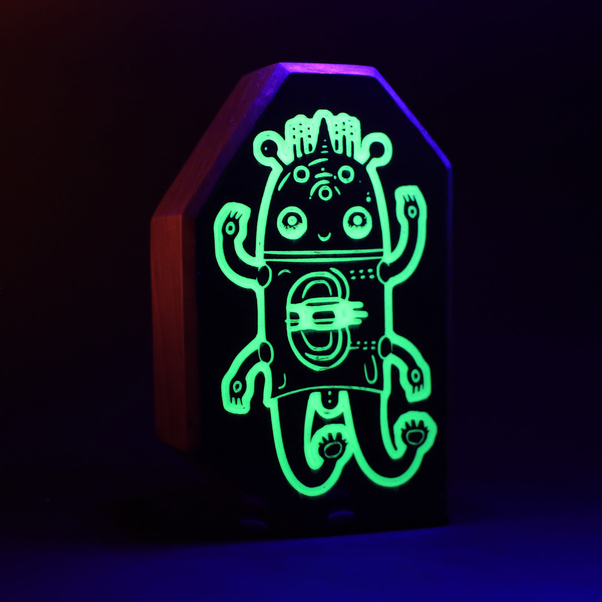 Glimborg wooden charm glowing softly to provide nighttime comfort and safety