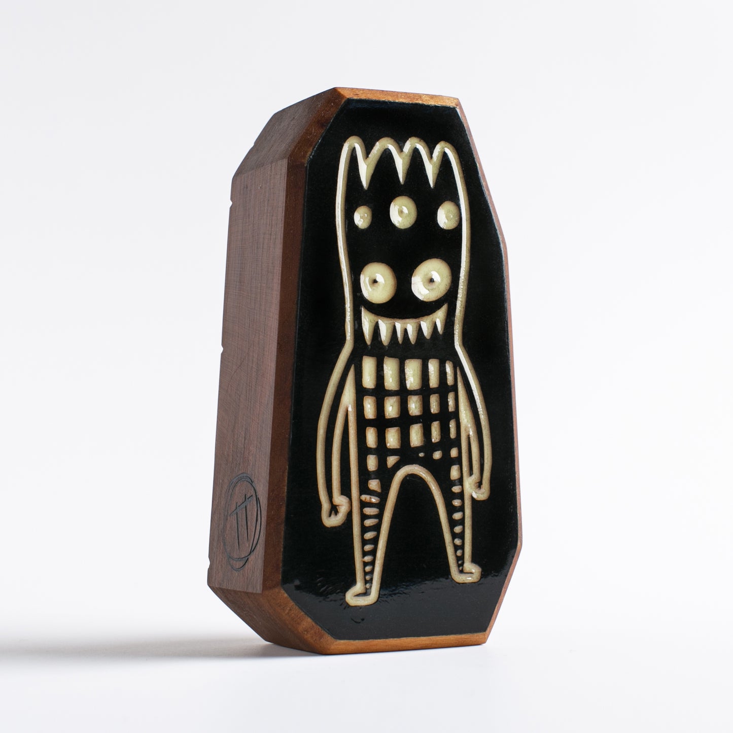 Cherry wood talisman with Glowbop design to soothe kids at bedtime