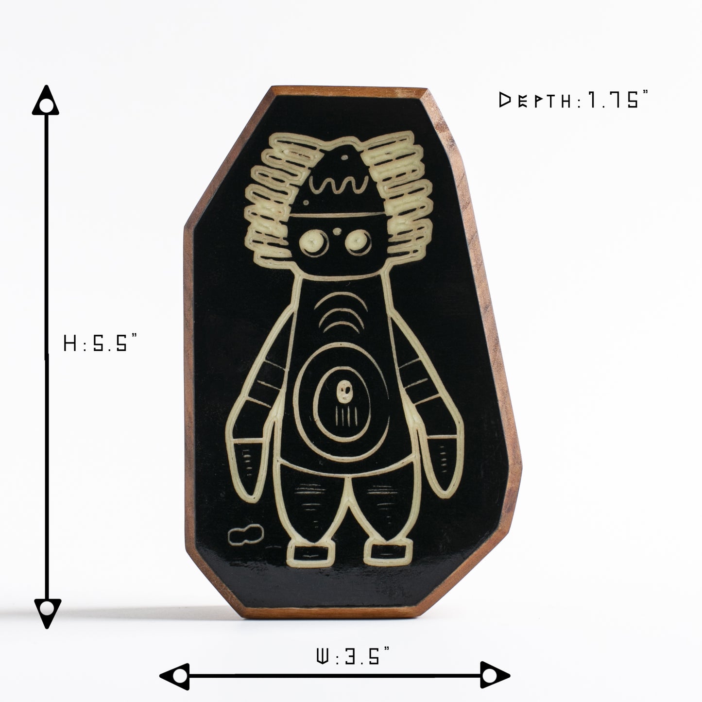 Wooden guardian Pyronoid glowing softly to shield children at bedtime