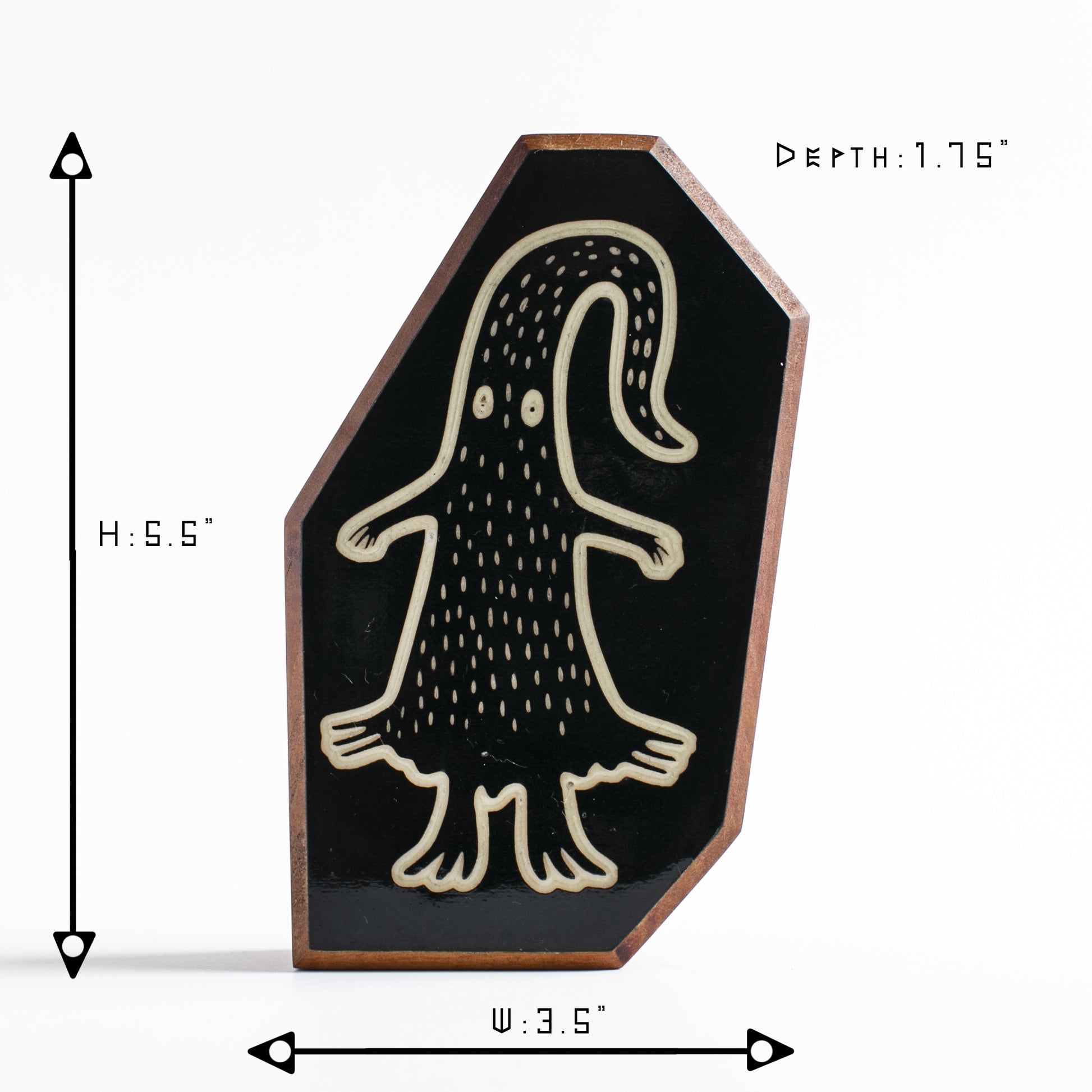 Cherry wood glow talisman featuring Quibblex the mystical forest protector