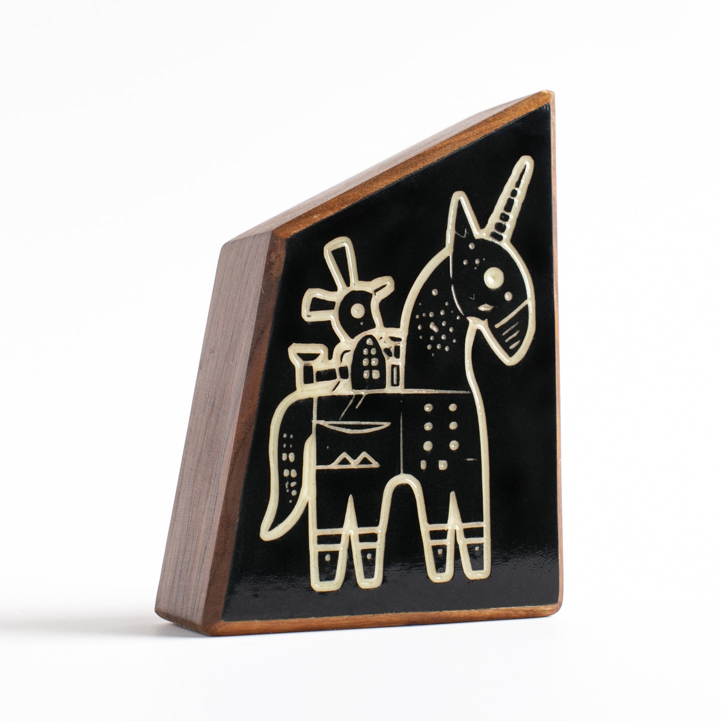 Cherry wood talisman with Snazzle design offering kids comforting bedtime protection