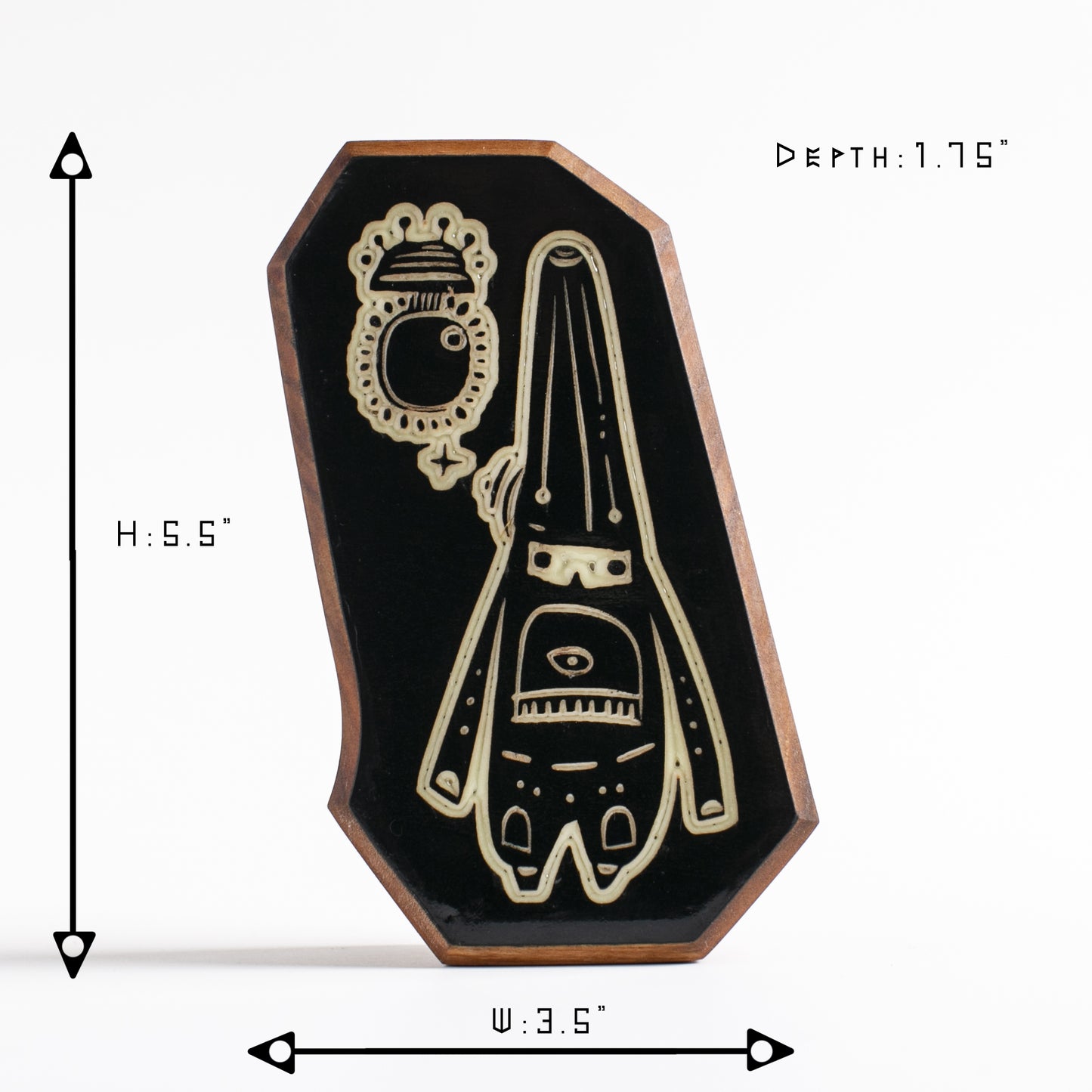 Cherry wood glow talisman with Glimbop and Quazglitz ensuring peaceful sleep for kids
