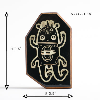 Wooden guardian Glimborg glowing softly to ward off nighttime shadows
