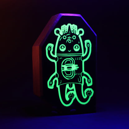 Glimborg wooden charm glowing softly to provide nighttime comfort and safety

