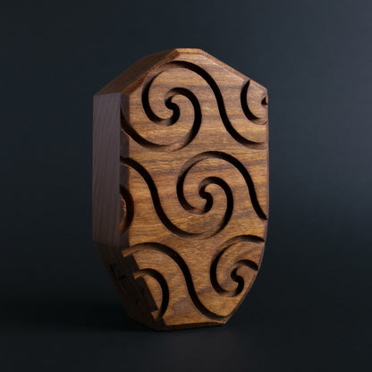 Glow-in-the-dark wooden talisman of Plazmorp offering protection through the night
