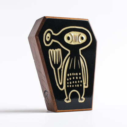 Cherry wood talisman with Xyloid design offering kids nighttime comfort and safety
