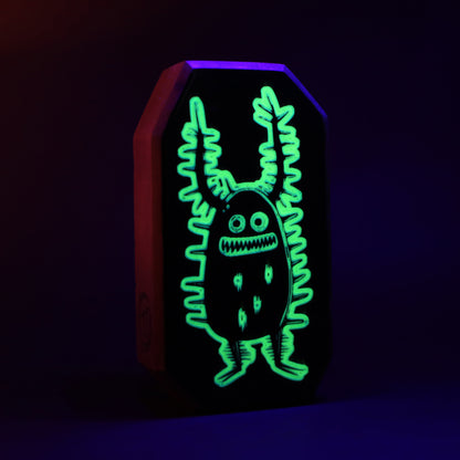 Zorplix wooden charm glowing softly to scare away nighttime shadows
